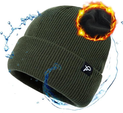 Noah WeatherGuard Waterproof Beanie – Fleece Lined Warm Winter Hat for Large Heads