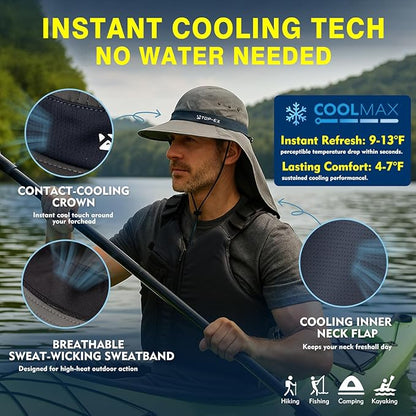 UvCoolix™ Sun Hat with Neck Flap UPF 50+ Wide Brim