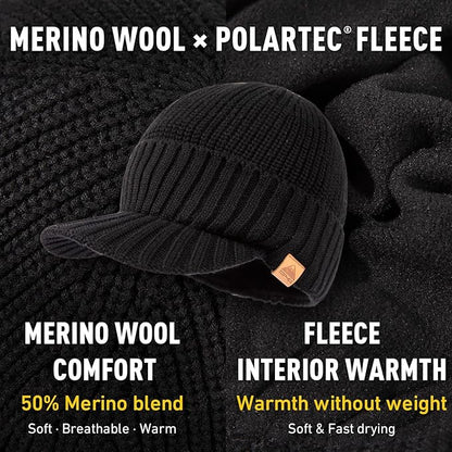 DryKnit™ Waterproof Merino Wool Beanie – Polartec® Fleece Lined Winter Hat