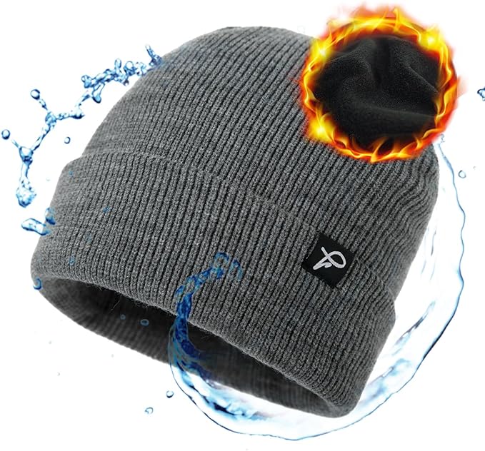 Noah WeatherGuard Waterproof Beanie – Fleece Lined Warm Winter Hat for Large Heads