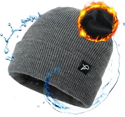 Noah WeatherGuard Waterproof Beanie – Fleece Lined Warm Winter Hat for Large Heads