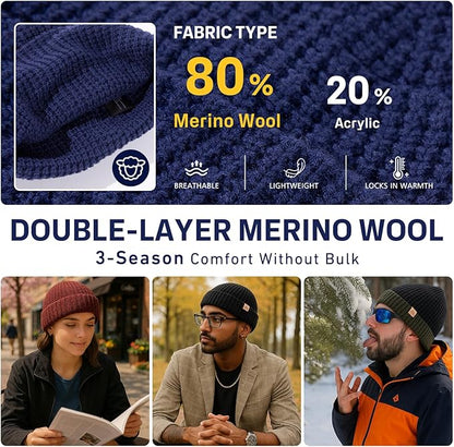 PolarWool™ Double-Layer Merino Waffle Fisherman Beanie
