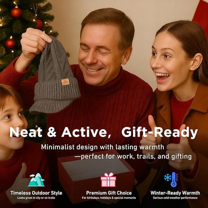 DryKnit™ Waterproof Merino Wool Beanie with Brim – Fleece Lined Winter Hat