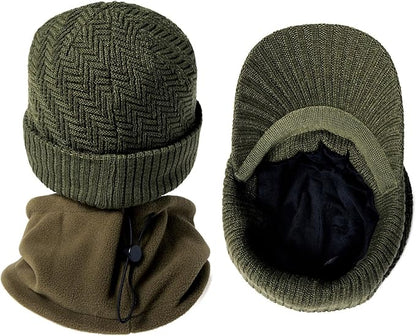 DryKnit™ Waterproof Merino Wool Beanie & Neck Warmer Set – Fleece Lined Winter Hat