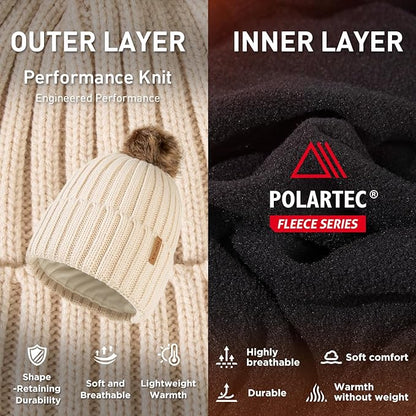 DryKnit™ Waterproof Pom Beanie – Fleece Lined Winter Hat