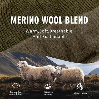 DryKnit™ Waterproof Merino Wool Beanie with Ear Flaps – Fleece Lined Winter Hat