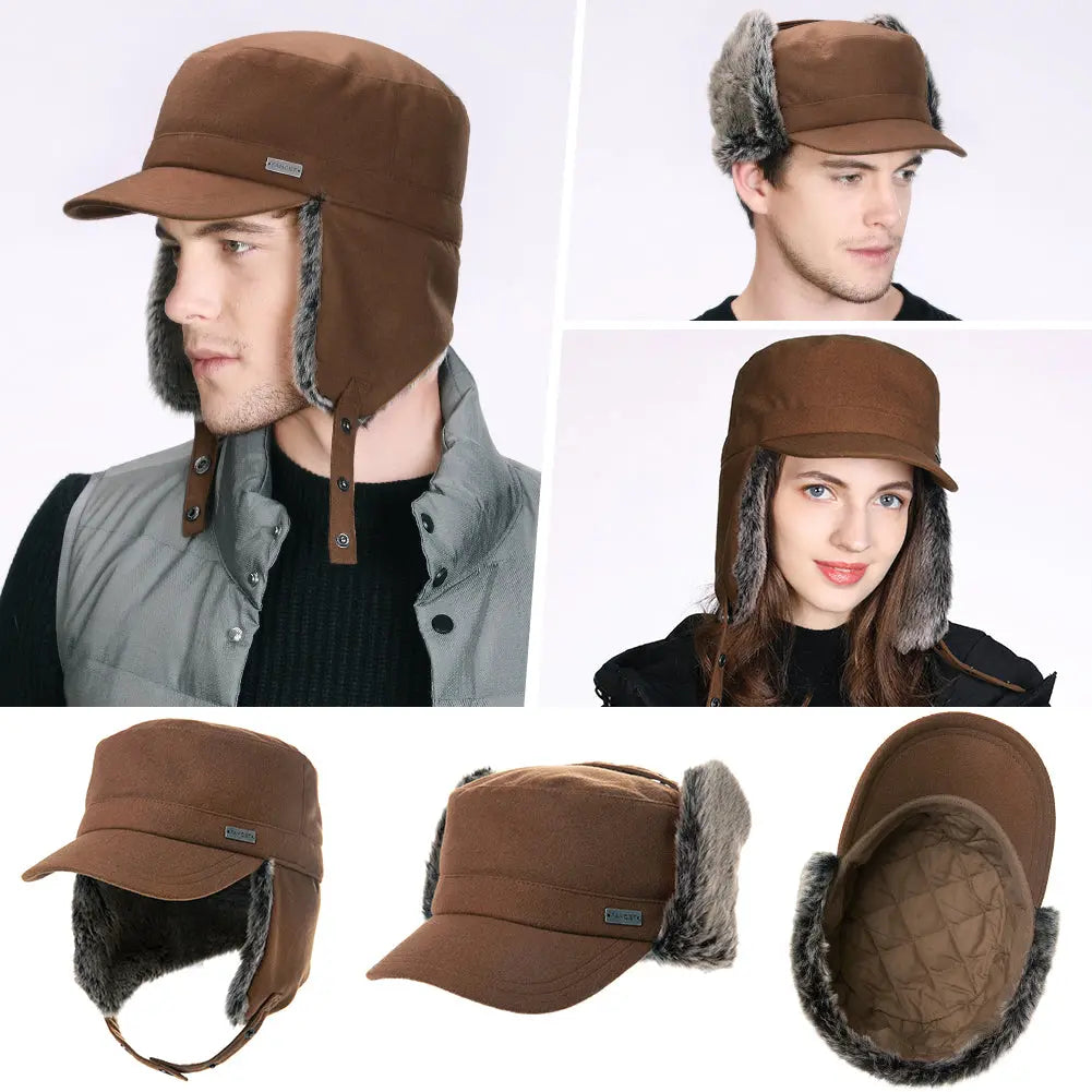 TOP-EX Trapper Hat Earflap Elmer Fudd Military Baseball Cap Winter Warm Unisex TOP-EX