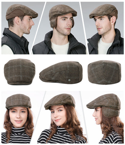 TOP-EX Mens Newsboy Flat Caps Wool Cap Earflap Hats TOP-EX