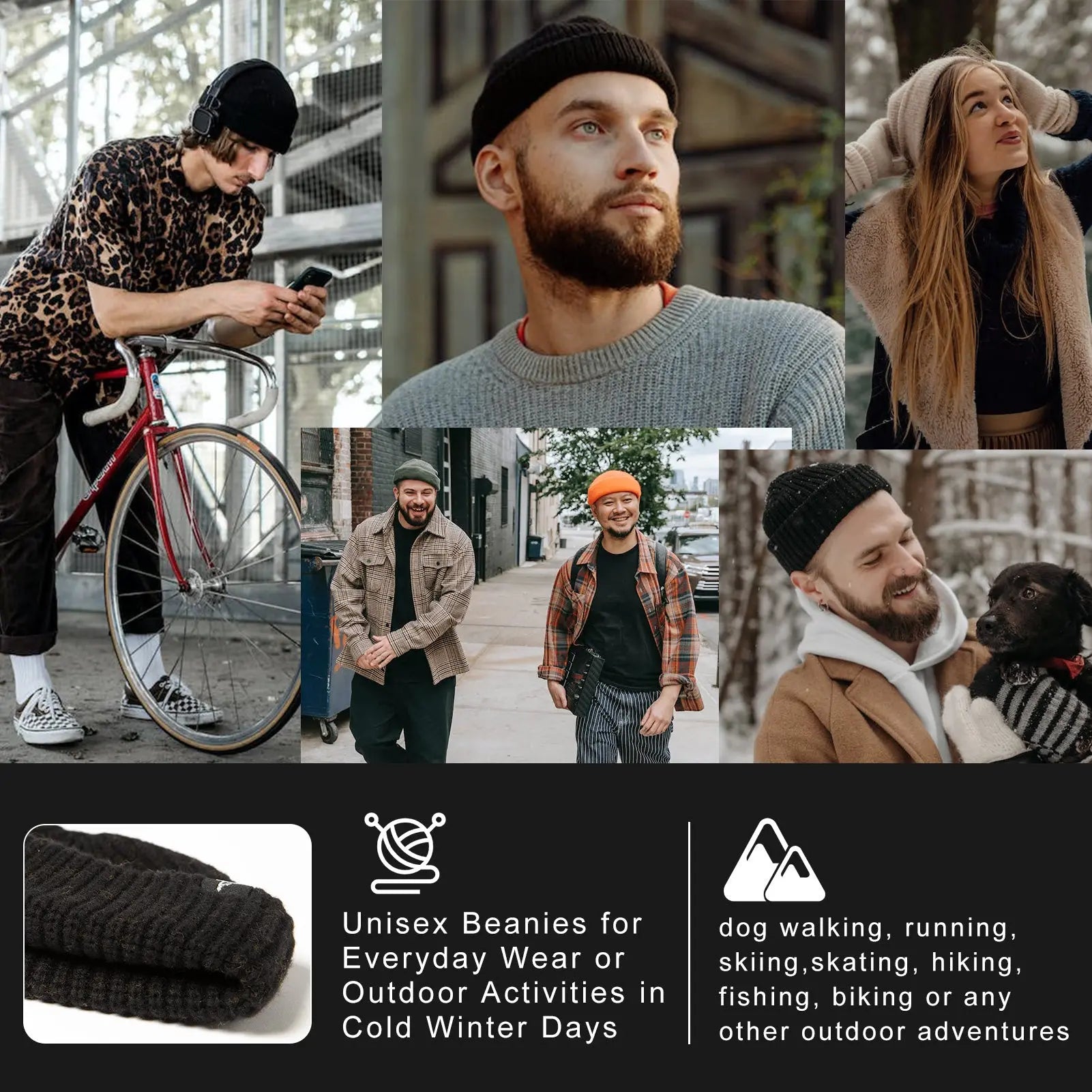 Merino Wool Short Fisheman Beanie L/XL/XXL TOP-EX