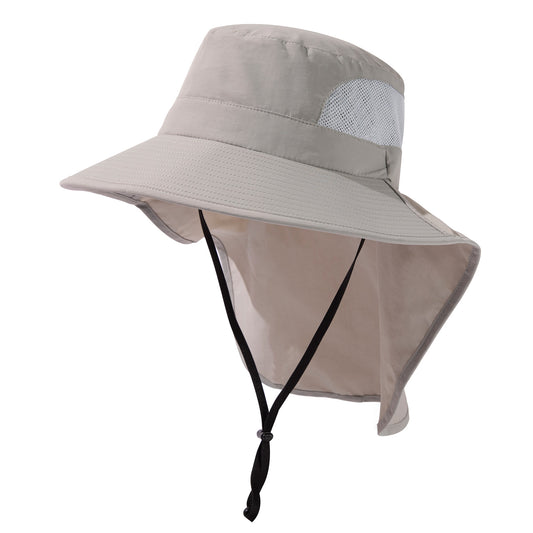 Oversized XL XXL Women's UV 50 Packable Flap Ponytail Mesh Sun Fishing Beach Hiking Hat