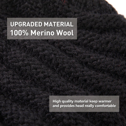 100% Merino Wool Slouchy Beanie for Women Fleece Lining TOP-EX
