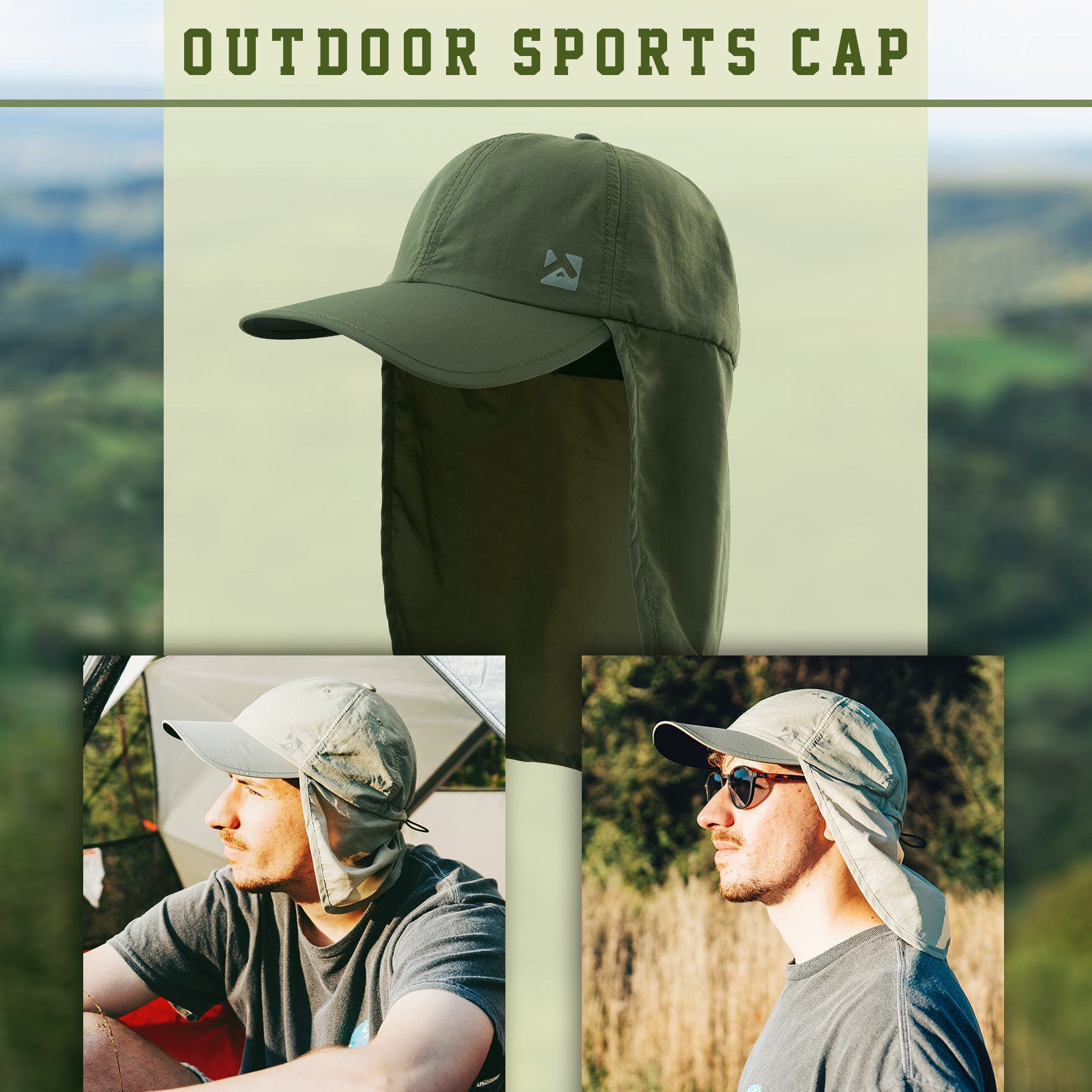 UV50+ Waterproof Neck Flap Baseball Sun Cap M/L/XL/XXL TOP-EX