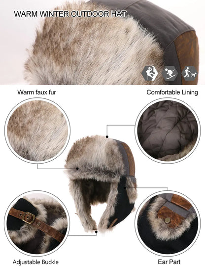 TOP-EX Mens Hunting Trapper Hats Winter Warm Earflap Ushanka Russian Hiking Skiing TOP-EX