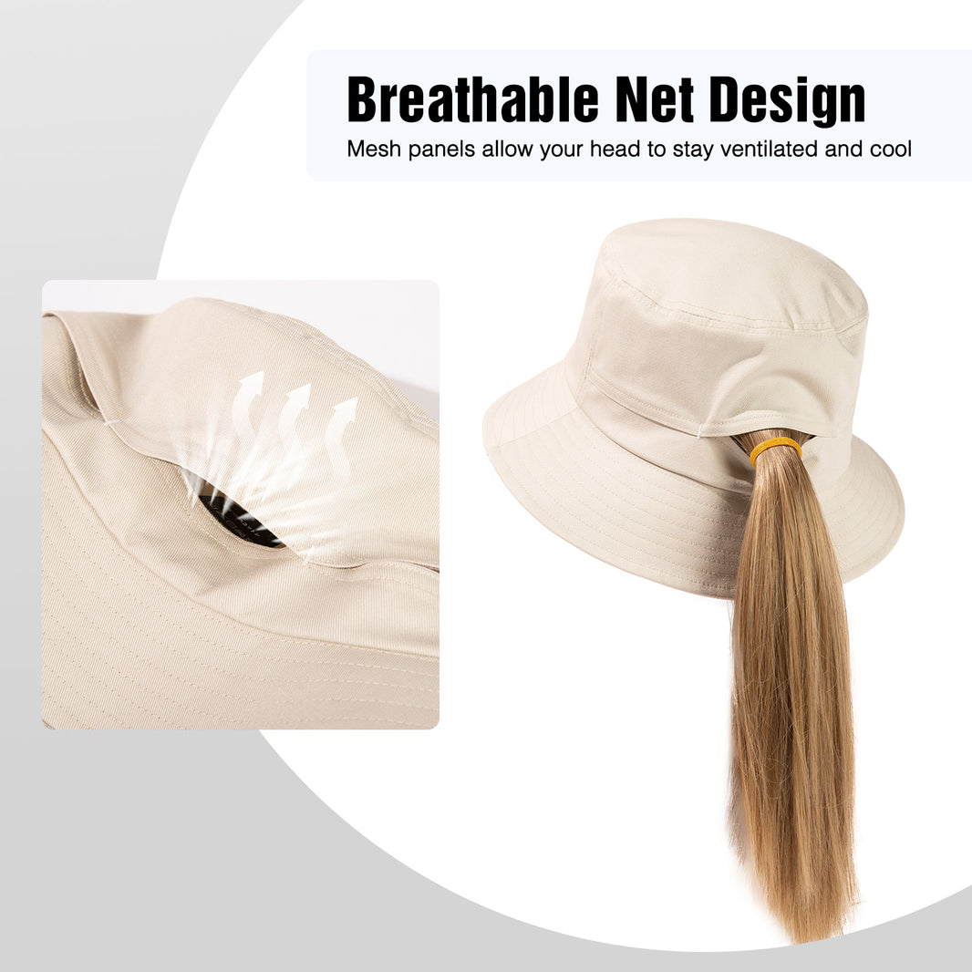 Ponytail Packable Bucket Hats