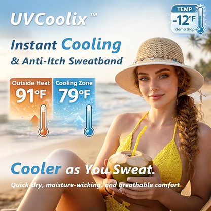 UVCoolix™ ChicPony Cooling UPF80+ Wide Brim Straw Sun Hat