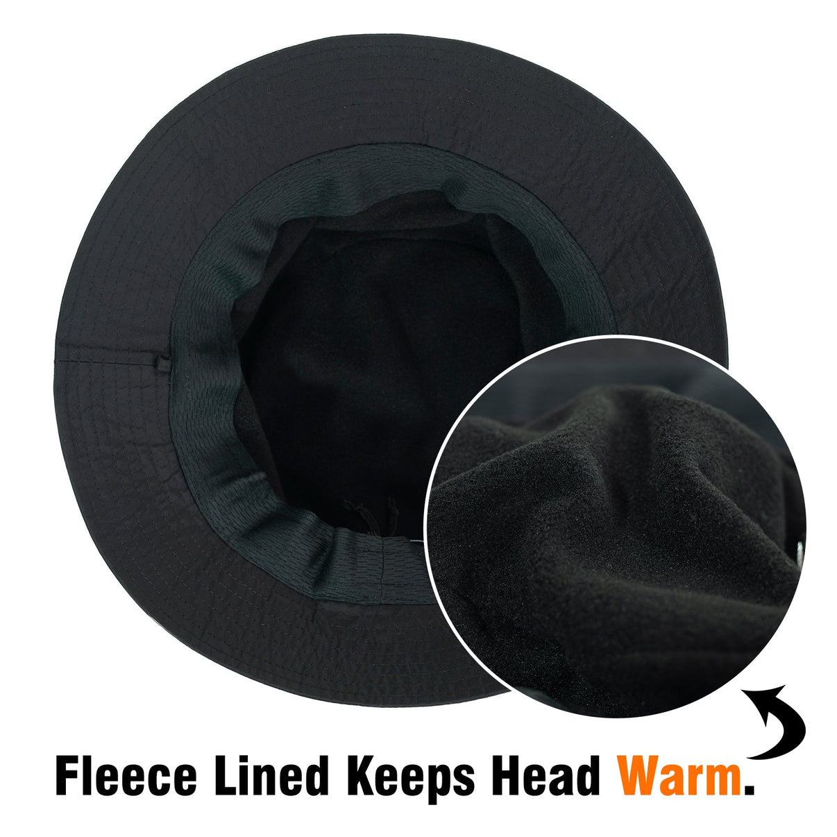 TOP-EX XL XXL Men's Winter Bucket Hat Rain Hats Waterproof Hats Fleece Lined Cold Weather Hats TOP-EX