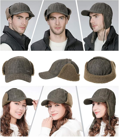 Wool Fleece Earflap Baseball Cap – Warm Winter Hat