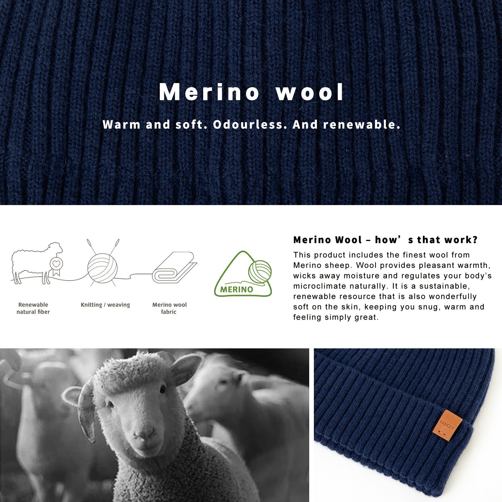 Ethan Merino Fleece Beanie M/L/XL/XXL TOP-EX