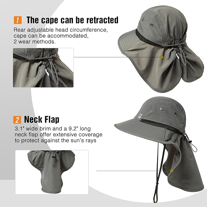 Caspian Waterproof Neck Flap Sun Hat