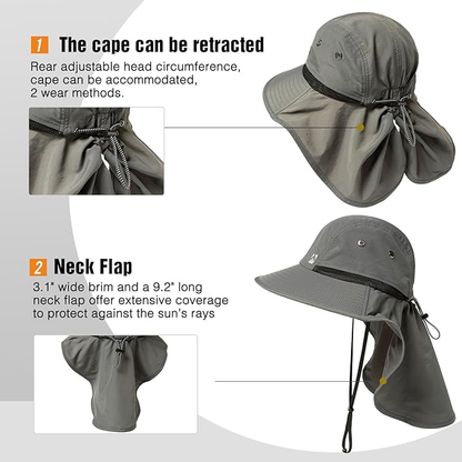 Caspian Waterproof Neck Flap Sun Hat