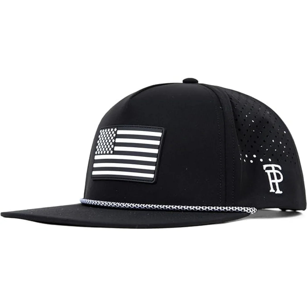 American Flag Flat Bill Golf Cap UVCoolix™ Snapback