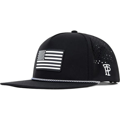 American Flag Flat Bill Golf Cap UVCoolix™ Snapback