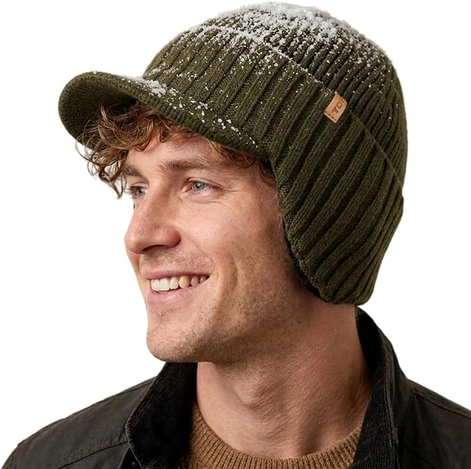 DryKnit™ Waterproof Merino Wool Beanie with Ear Flaps – Fleece Lined Winter Hat with Brim