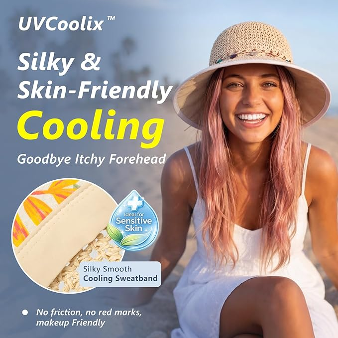 UVCoolix™ ChicPony Cooling UPF80+ Wide Brim Straw Sun Hat