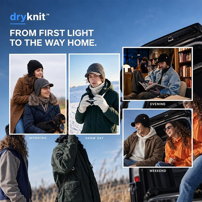 DryKnit™ Waterproof Merino Wool Beanie with Ear Flaps – Fleece Lined Winter Hat with Brim