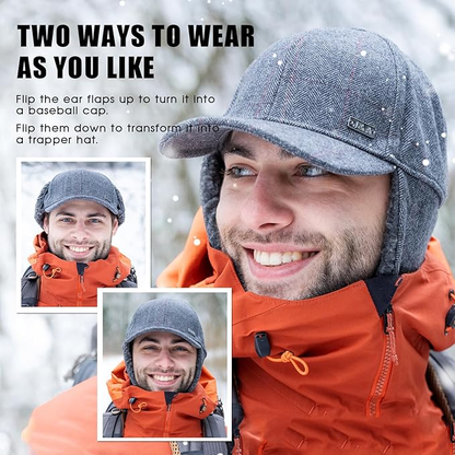 Wool Fleece Earflap Baseball Cap – Warm Winter Hat