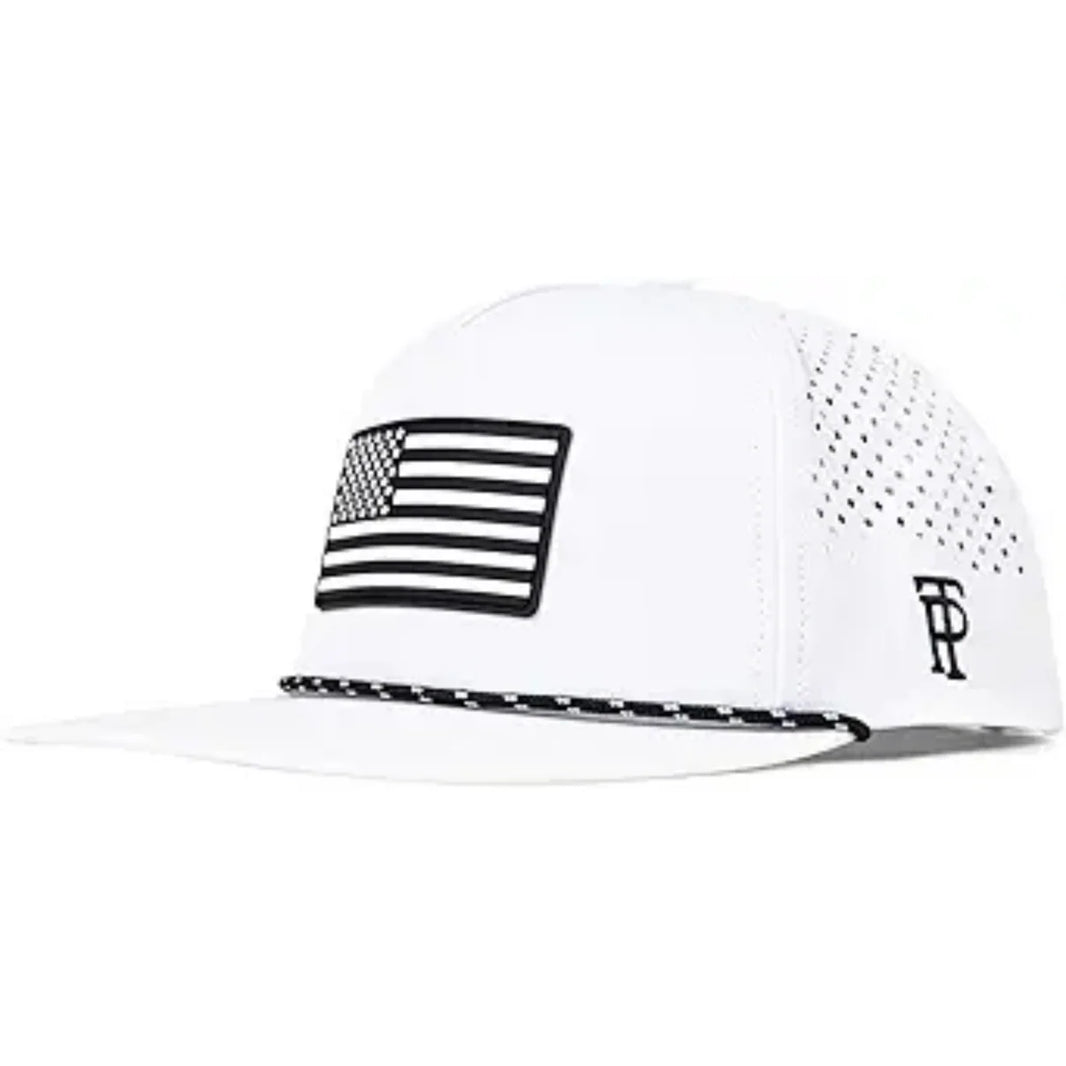 American Flag Flat Bill Golf Cap UVCoolix™ Snapback