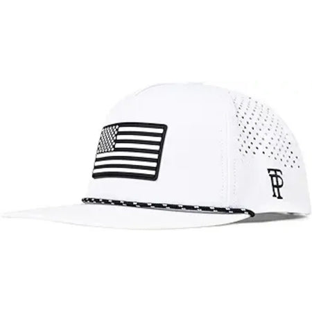 White Black Flag Flat Bill Golf Cap UVCoolix™ Snapback