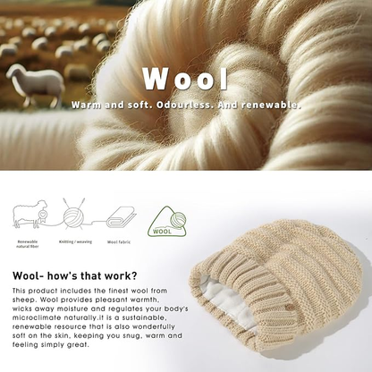 100% Merino Wool Slouchy Beanie for Women – Fleece Lined Warm Winter Knit Hat