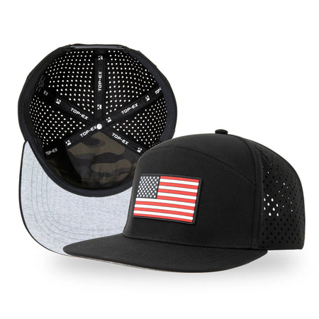 Black American Flag Flat Bill Golf Cap UVCoolix™ Cooling