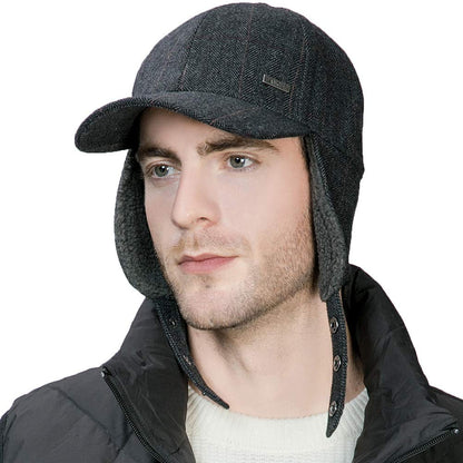 TOP-EX Unisex Wool Fleece Baseball Cap Earflap Hat Cold Weather Hat