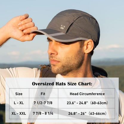 TOP-EX Oversized XL XXL Quick Dry Running Golf Cap for Men Foldable Brim