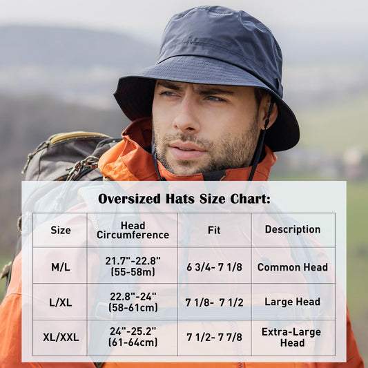 TOP-EX XL XXL Men's Winter Bucket Hat Rain Hats Waterproof Hats Fleece Lined Cold Weather Hats TOP-EX