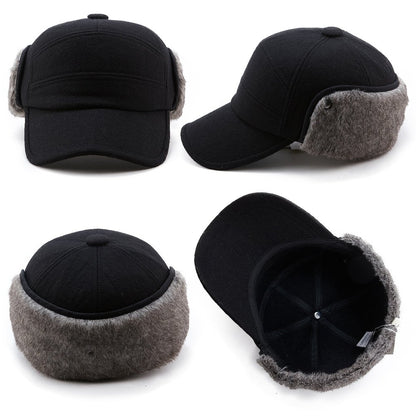 TOP-EX M L XL Wool Baseball Cap Men Earflap Hats Unisex