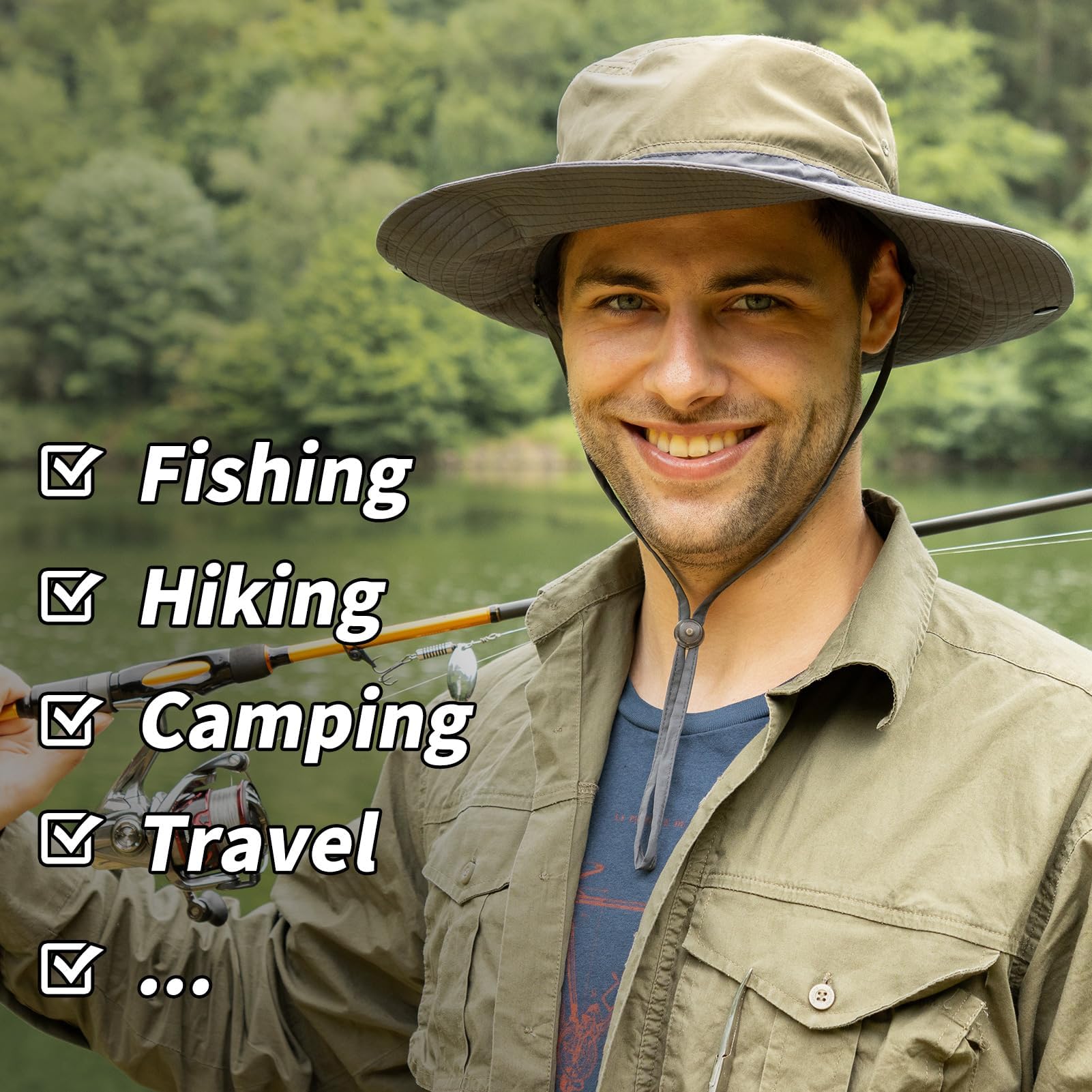 UV50+ Waterproof Wide Brim Safari Hat M/L/XL/XXL TOP-EX