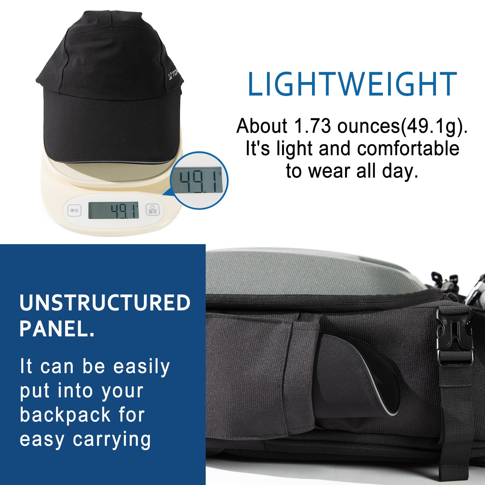 5-Panel Water-Resistant Baseball Performance Cap M/L/XL/XXL TOP-EX