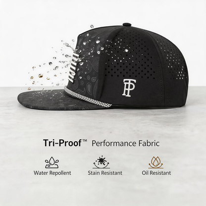 Black Paisley Flat Bill Golf Cap UVCoolix™ Cooling