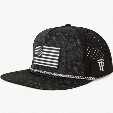 Black Paisley Flat Bill Golf Cap UVCoolix™ Cooling