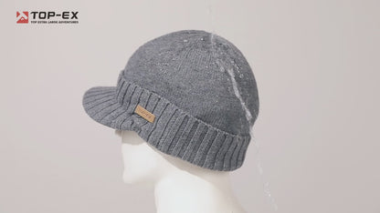 DryKnit™ Waterproof Merino Wool Beanie with Brim – Fleece Lined Winter Hat