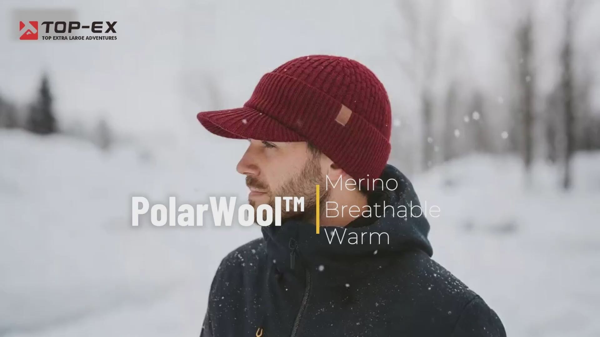 TOP-EX PolarWool™ 100% Merino Wool Winter Hat for Men – Fleece Lined V - Main Image