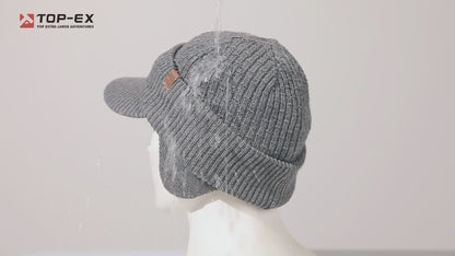 DryKnit™ Waterproof Merino Wool Earflap Beanie – Fleece Lined Winter Hat with Brim