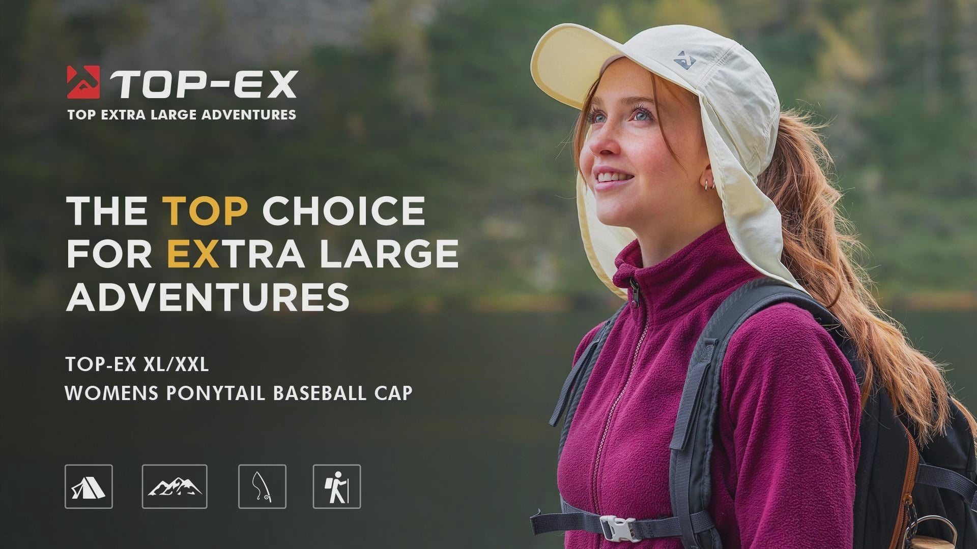 TOP-EX L/XL Sun Hats for Women Ponytail Baseball Cap with Neck Flap UPF50 Summer Hiking Gardening Hat Waterproof