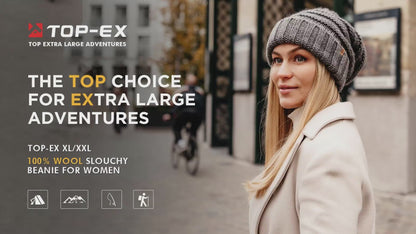 100% Merino Wool Slouchy Beanie for Women – Fleece Lined Warm Winter Knit Hat