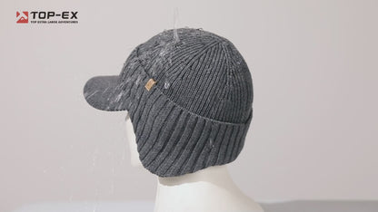 DryKnit™ Waterproof Merino Wool Beanie with Ear Flaps – Fleece Lined Winter Hat with Brim