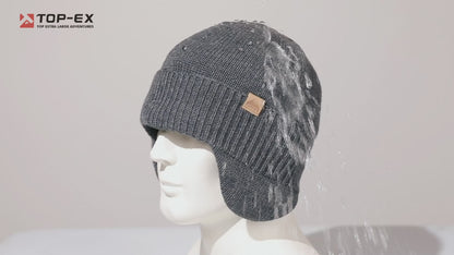 DryKnit™ x Polartec® Waterproof Merino Wool Beanie with Ear Flaps – Fleece Lined Winter Hat