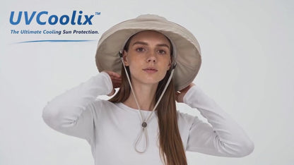 Uvcoolix™ Cooling Sun Hat for Women Ponytail Hole UPF 50 Wide Brim Breathable Packable